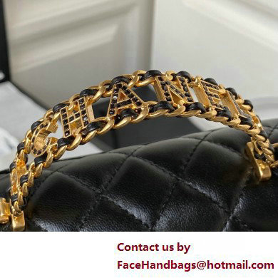 Chanel Lambskin, Strass  &  Gold-Tone Metal Small Flap Bag with Top Handle AS4362 Black 2025